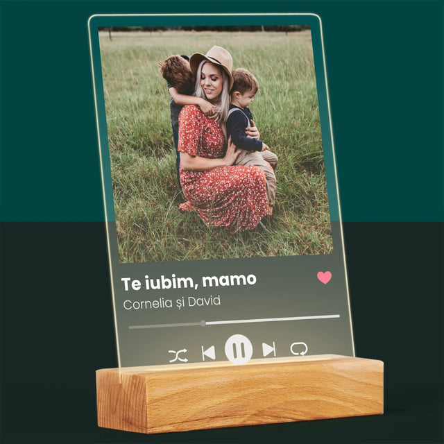 Fotografie Si Semnătură: Te Iubim Mamo - Imprimare Pe Sticlă Acrilică (Verticală)