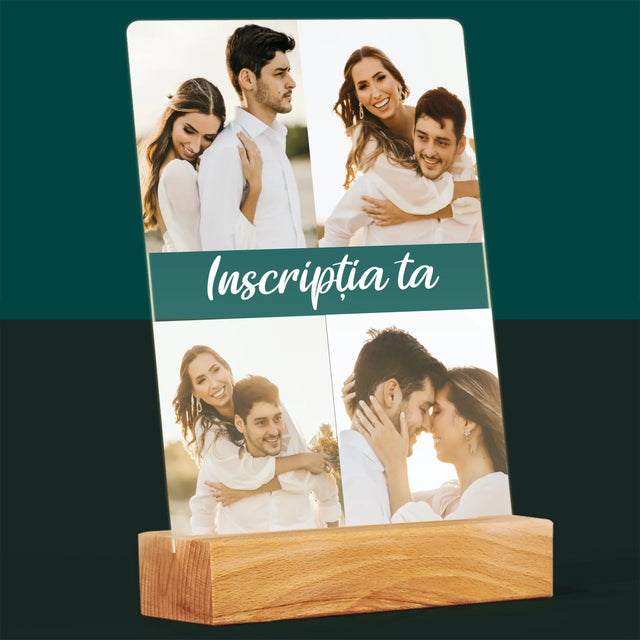 Colaj De Fotografii: 4 Fotografii Cu Inscripție - Imprimare Pe Sticlă Acrilică (Verticală)