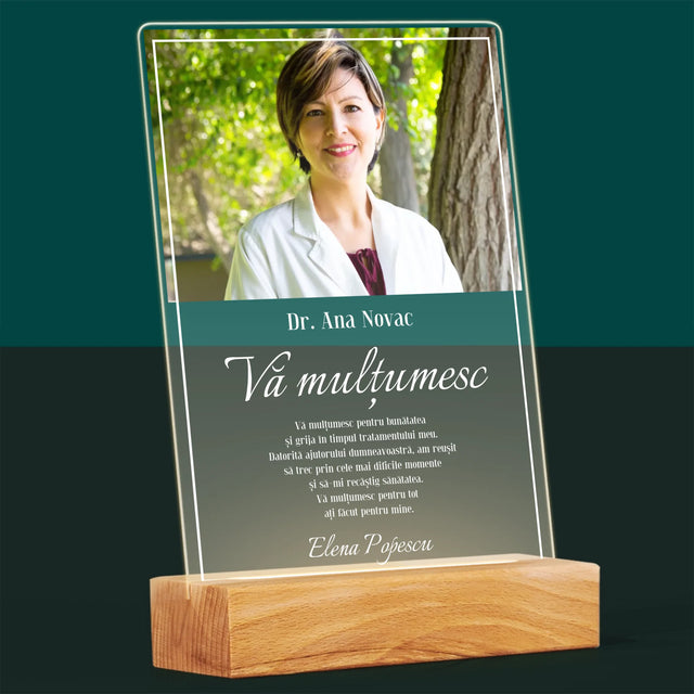 Fotografie Si Semnătură: Doctore Vă Mulțumesc - Imprimare Pe Sticlă Acrilică (Verticală)