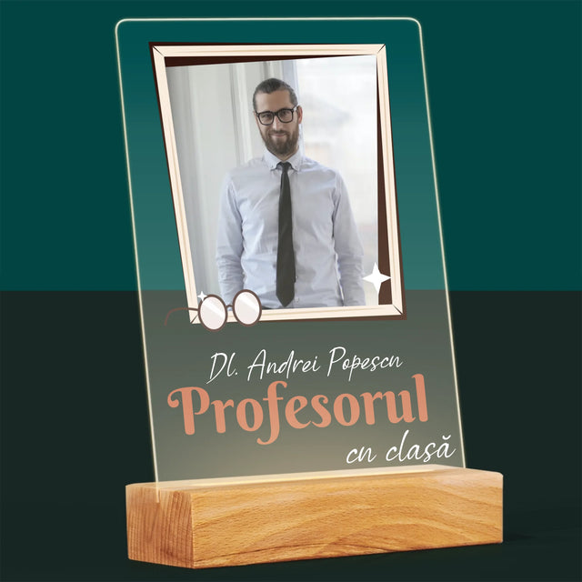Fotografie Si Semnătură: Profesorul Cu Clasă - Imprimare Pe Sticlă Acrilică (Verticală)