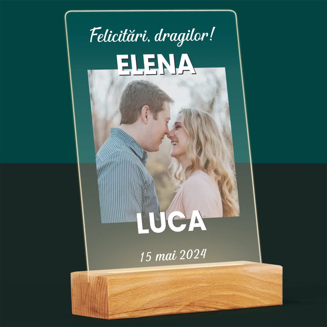 Fotografie Si Semnătură: Felicitări De Nuntă - Imprimare Pe Sticlă Acrilică (Verticală)