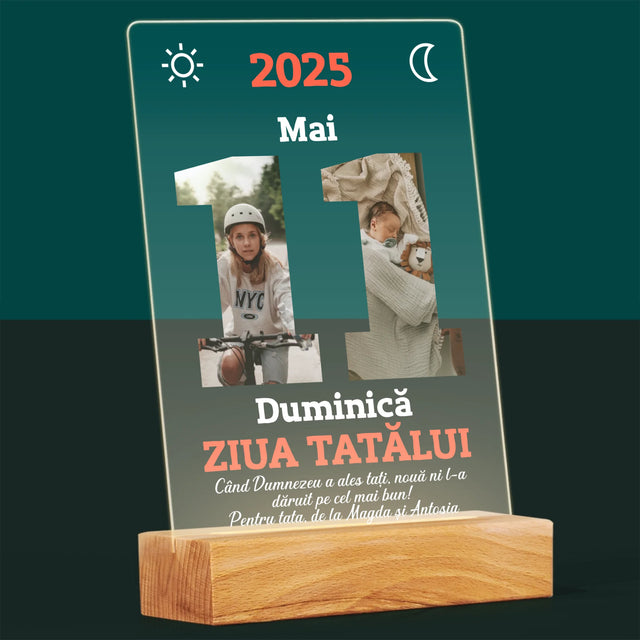 Cuvânt Din Fotografii: Felicitare Calendar Ziua Tatălui - Imprimare Pe Sticlă Acrilică (Verticală)