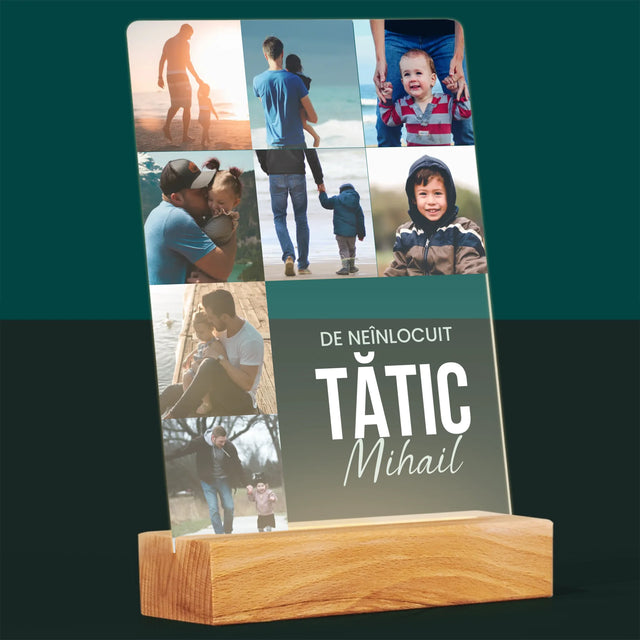 Colaj De Fotografii: Tată De Neînlocuit - Imprimare Pe Sticlă Acrilică (Verticală)