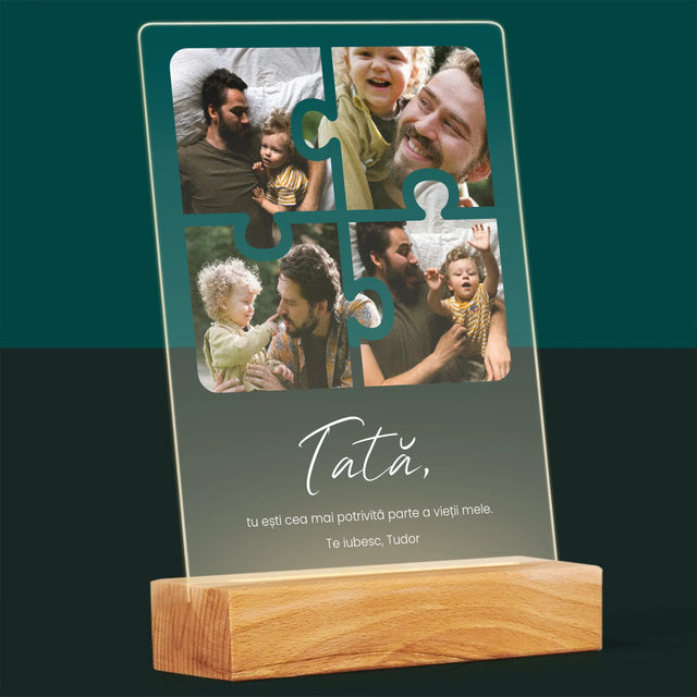 Colaj De Fotografii: Puzzle Fotografie Pentru Tata - Imprimare Pe Sticlă Acrilică (Verticală)