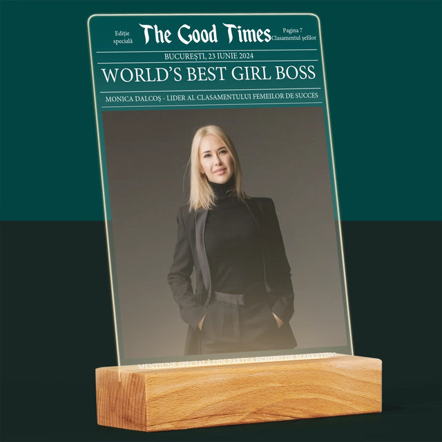 Copertă Derevistă: World’S Best Girl Boss - Imprimare Pe Sticlă Acrilică (Verticală)
