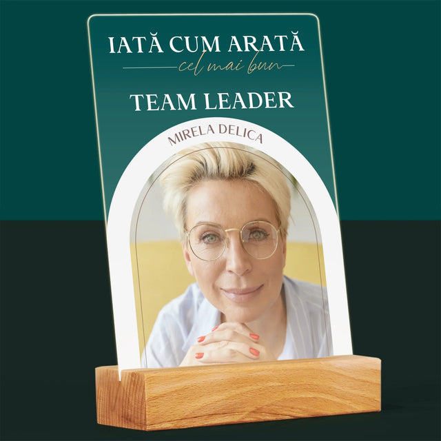 Fotografie Si Semnătură: Cel Mai Bun Lider De Echipă - Imprimare Pe Sticlă Acrilică (Verticală)