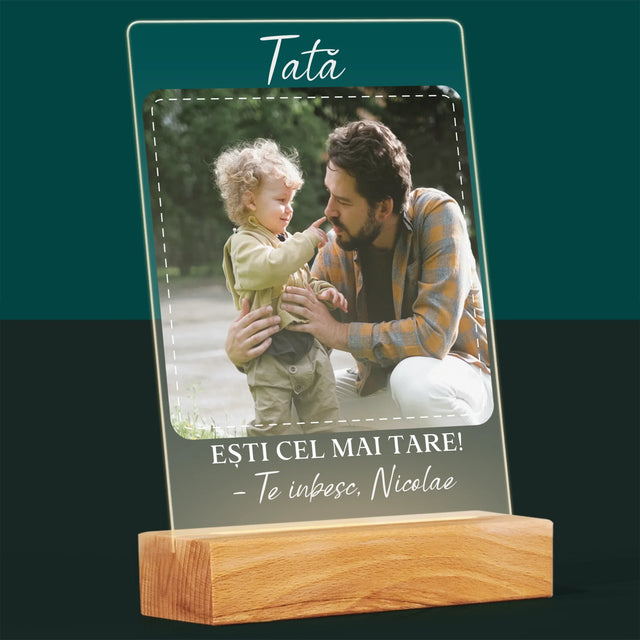 Fotografie Si Semnătură: Cel Mai Minunat Tată - Imprimare Pe Sticlă Acrilică (Verticală)