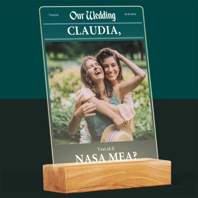 Fotografie Si Semnătură: Our Wedding Nașa - Imprimare Pe Sticlă Acrilică (Verticală)