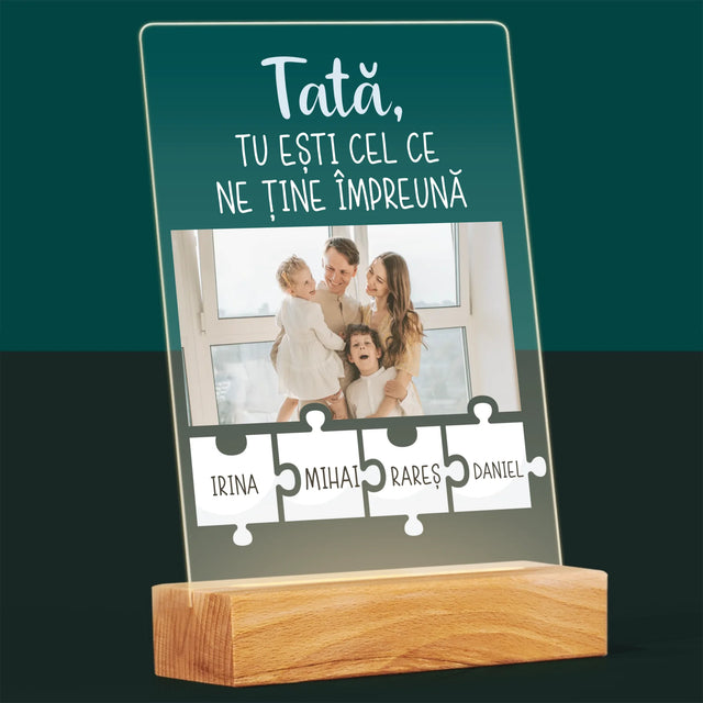 Fotografie Si Semnătură: Tată, Tu Ești Cel Care Ne Ține Împreună - Imprimare Pe Sticlă Acrilică (Verticală)