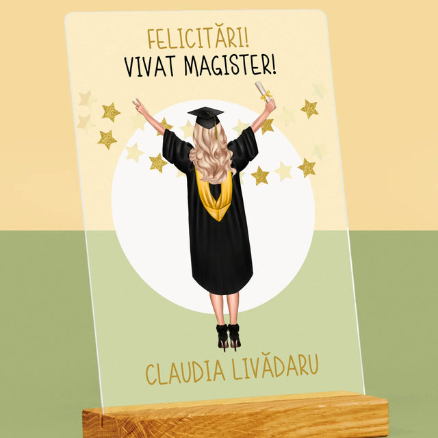 Creator De Personaj: Ai Absolvit Facultatea - Imprimare Pe Sticlă Acrilică (Verticală)