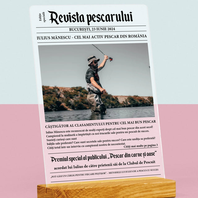 Fotografie Si Semnătură: Revista Pescarului - Imprimare Pe Sticlă Acrilică (Verticală)