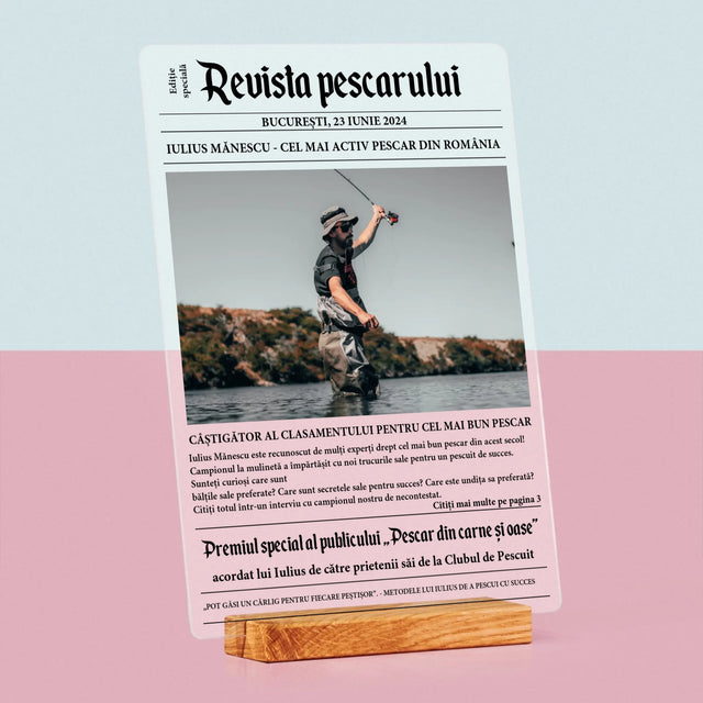 Fotografie Si Semnătură: Revista Pescarului - Imprimare Pe Sticlă Acrilică (Verticală)