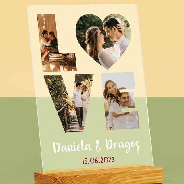 Cuvânt Din Fotografii: Love Din Fotografiile Tale - Imprimare Pe Sticlă Acrilică (Verticală)