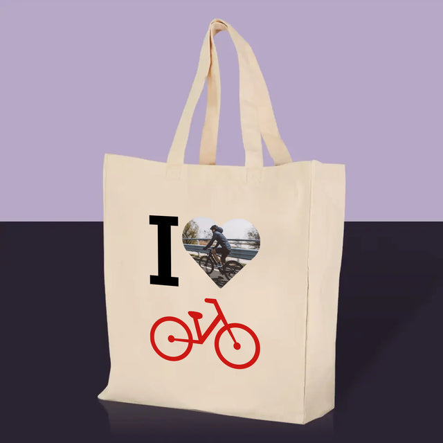 Fotografie Si Semnătură: I Love Bicicletă - Sacoșă De Pânză