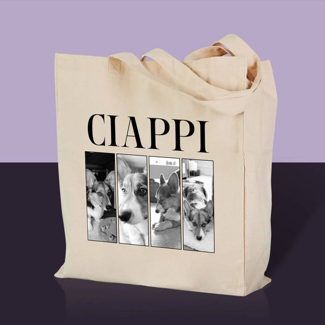 Colaj De Fotografii: Bootleg Clasic Cu Cățeluș - Sacoșă De Pânză