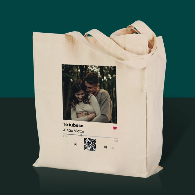Fotografie Si Semnătură: Spotify Cu Cod Qr - Sacoșă De Pânză