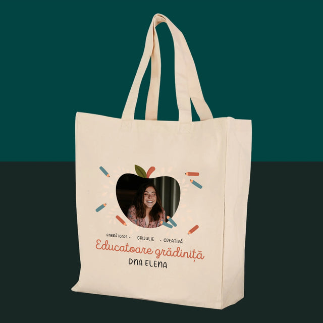 Fotografie Si Semnătură: Educatoare Grădiniță - Sacoșă De Pânză