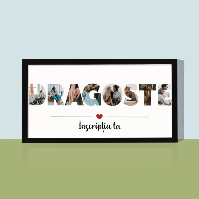 Cuvânt Din Fotografii: Dragoste Din Fotografiile Tale - Imprimare Cu Ramă 20X40 (Horizontală)