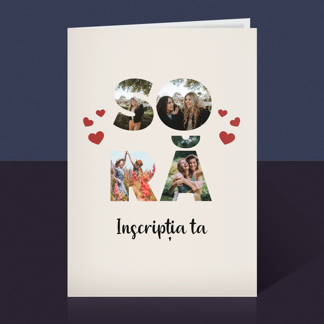 Cuvânt Din Fotografii: Soră Din Fotografiile Tale - Card Cu Felicitări