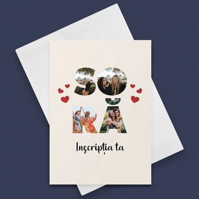 Cuvânt Din Fotografii: Soră Din Fotografiile Tale - Card Cu Felicitări