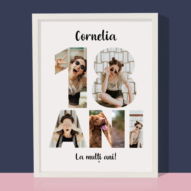 Cuvânt Din Fotografii: 18 Ani Din Fotografiile Tale - Imprimare Cu Ramă 30X40 (Verticală)
