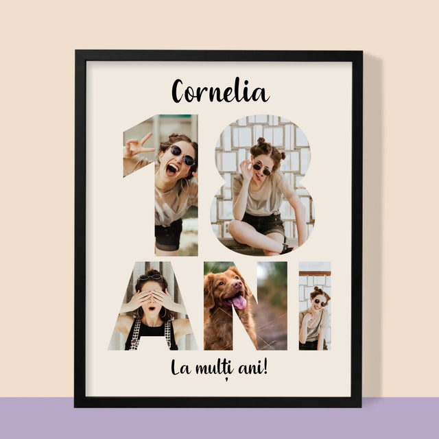 Cuvânt Din Fotografii: 18 Ani Din Fotografiile Tale - Imprimare Cu Ramă 30X40 (Verticală)